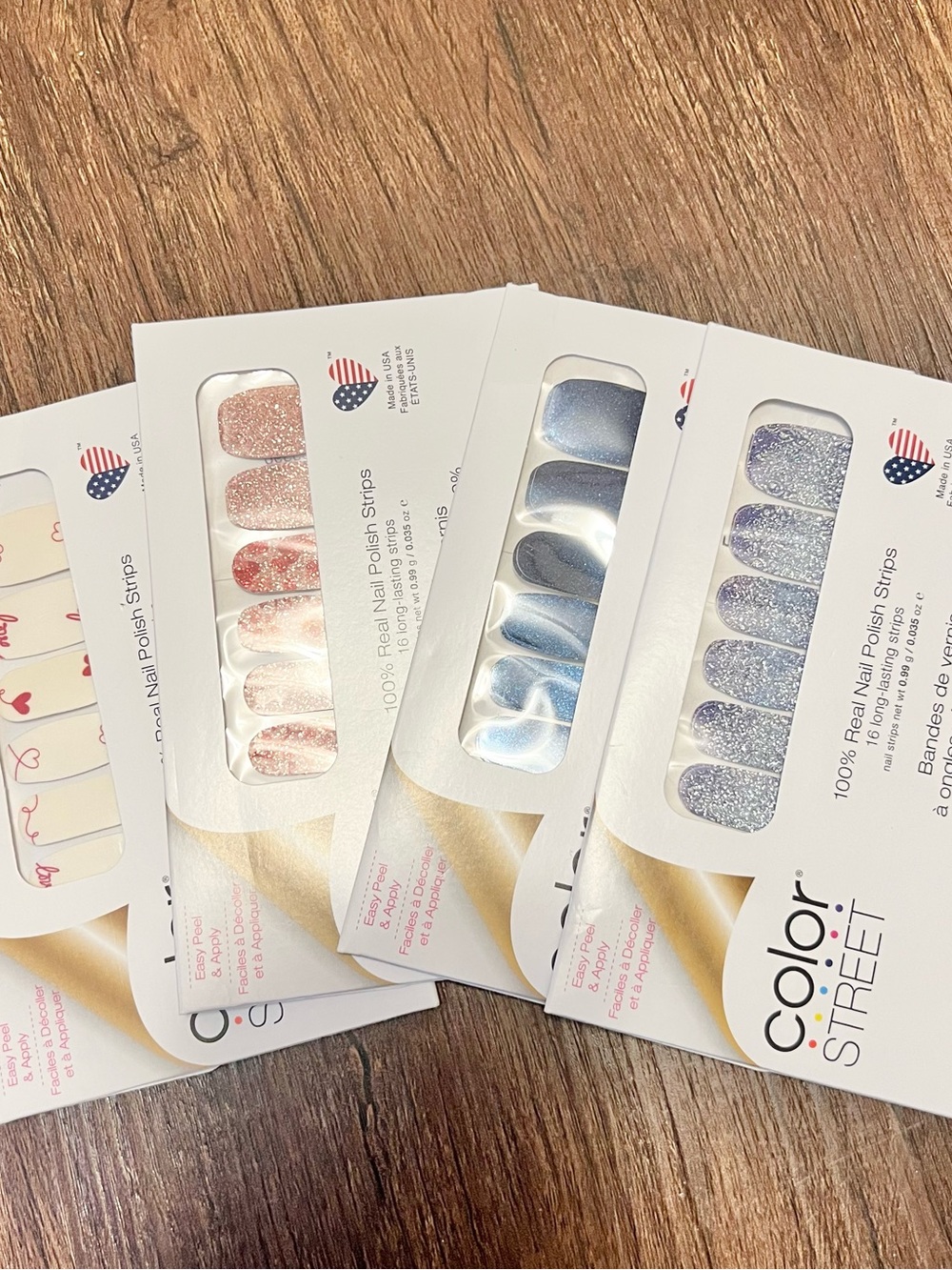 Color Street Assorted Nail Polish Strips - Pink, Blue, Silver Sparkle